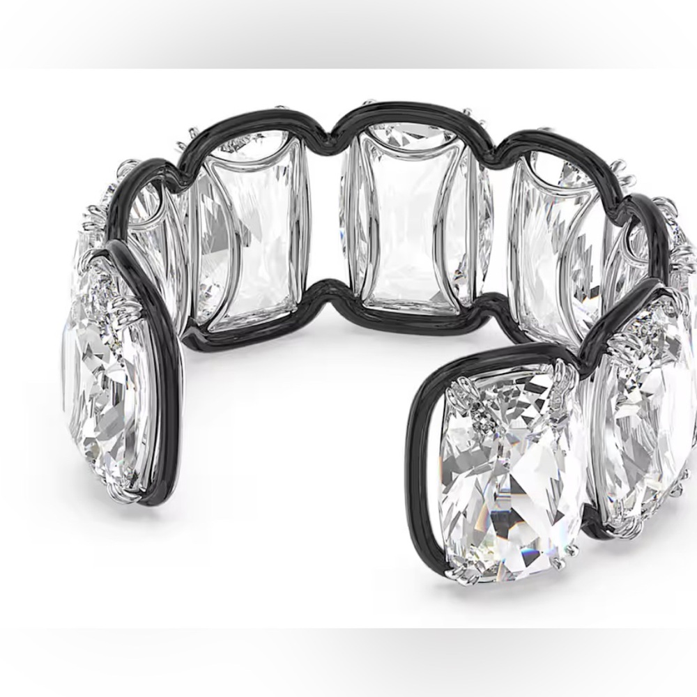 Harmonia cuff, Oversized floating crystals, White, Mixed metal - Picture 3 of 5